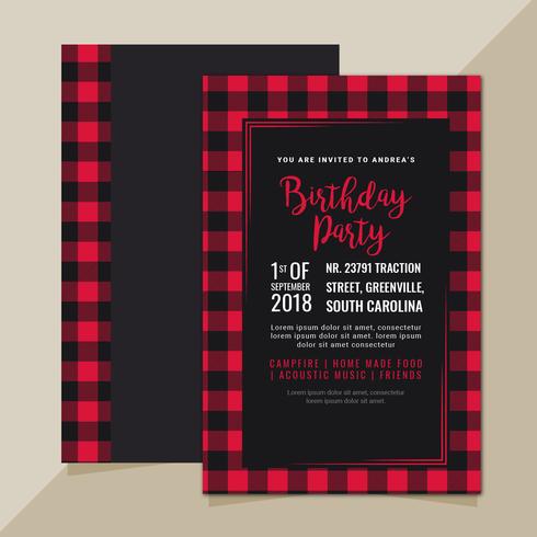 Vector Invitation with Buffalo Plaid Pattern