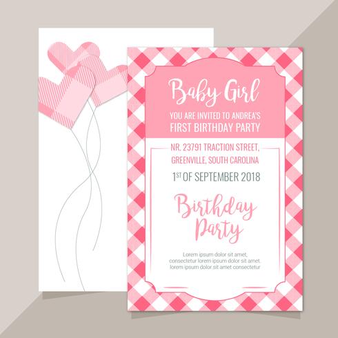 Vector Pink Plaid Invitation