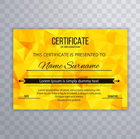 Modern certificate design colorful polygon template vector