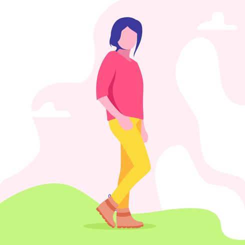 Mujer en ilustración de botas de otoño vector