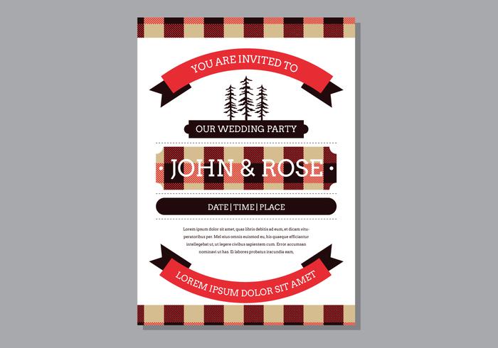 Retro Buffalo Plaid Invitation vector