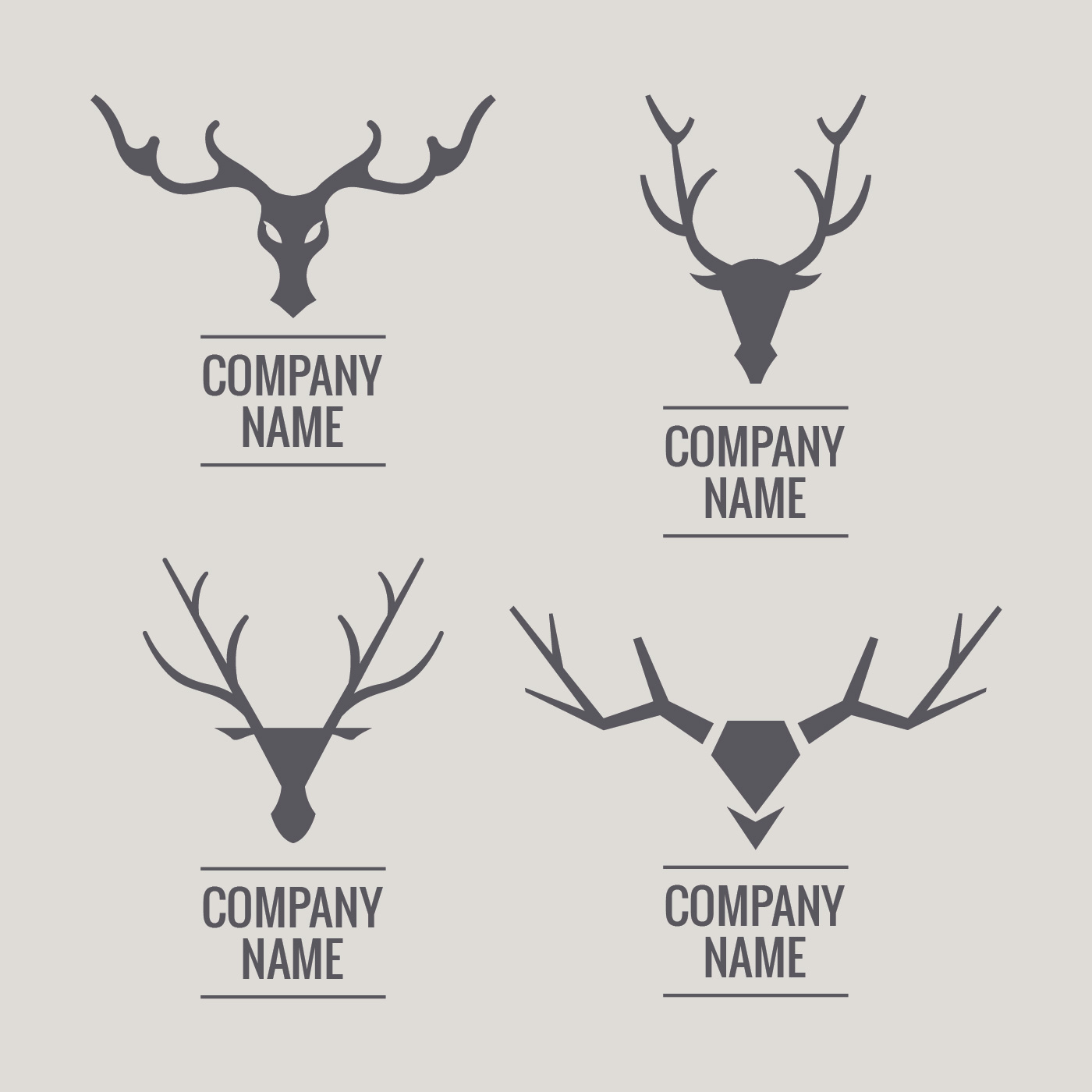 Stylized Collection Stag Heads 238594 Vector Art at Vecteezy