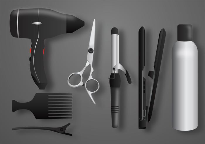 Realistic Salon Tools Vector Pack