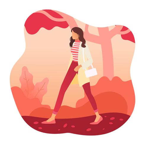 Chica en vector de moda de otoño