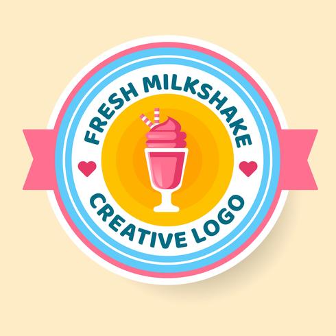 Milkshake Logo Badge Style Vector
