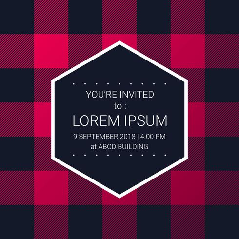 Trendy Lumberjack Pattern Party Invitation Design Template vector