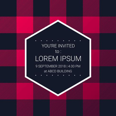 Trendy Lumberjack Pattern Party Invitation Design Template vector