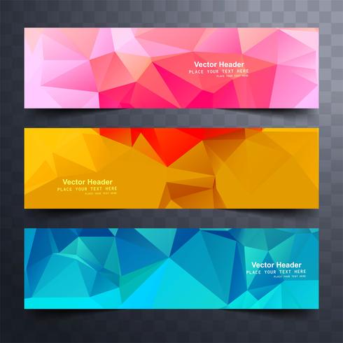 Modern colorful polygon baners set design vector