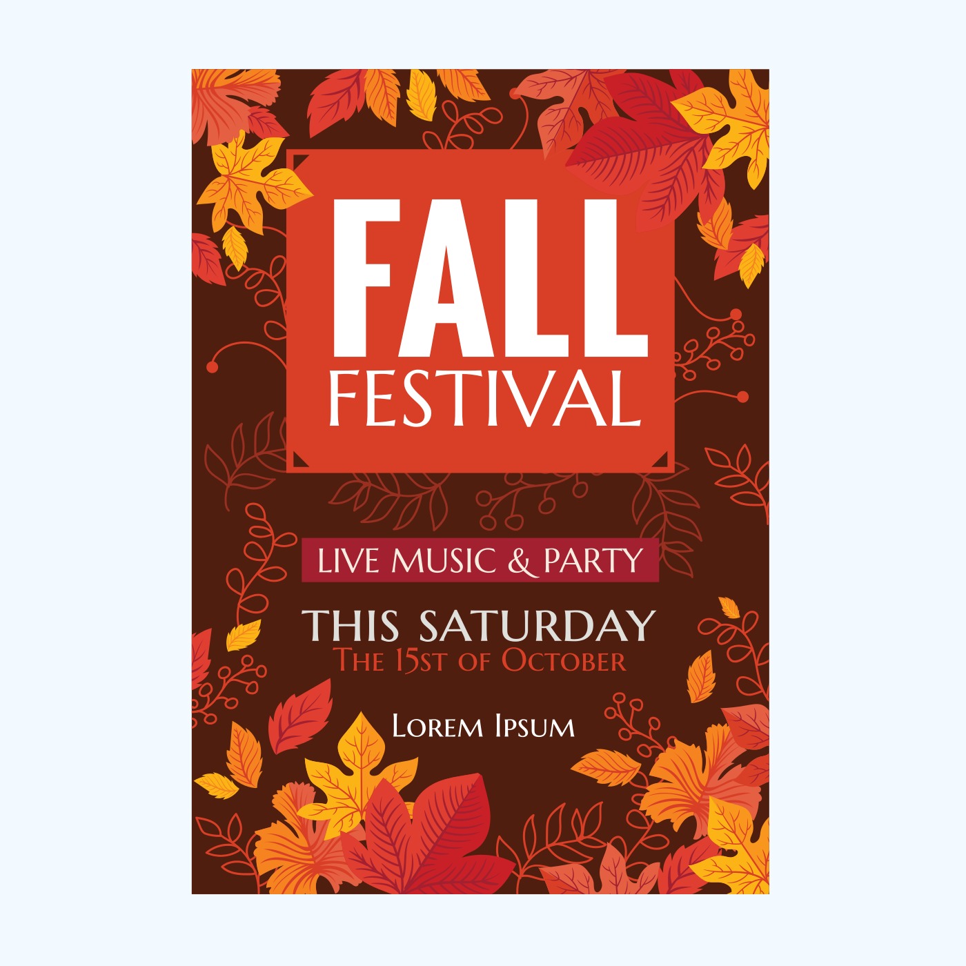 vector autumn party poster or fall festival with leaves invitation card event