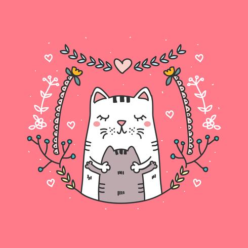 Cat Mom And Baby Vector