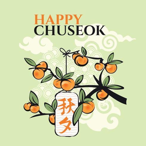 Persimmon Tree. Mid Autumn Festival or Chuseok vector