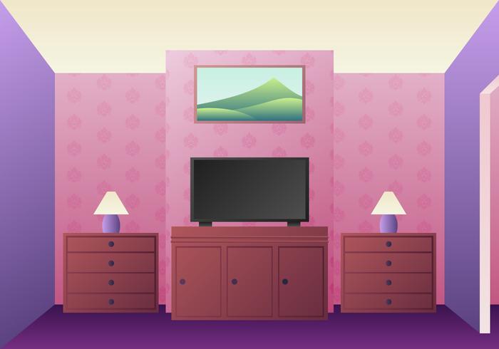 Realista TV Room Design Vector de elementos