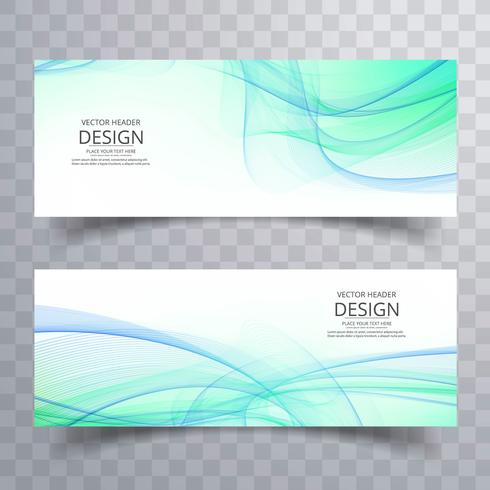 Elegant wavy banners set vector design