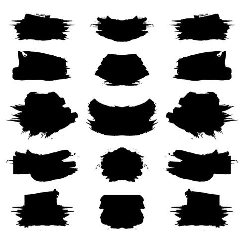 Abstract black grunge stroke set vector