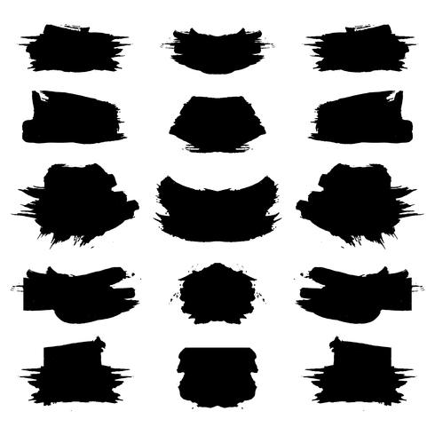 Abstract black grunge stroke set vector