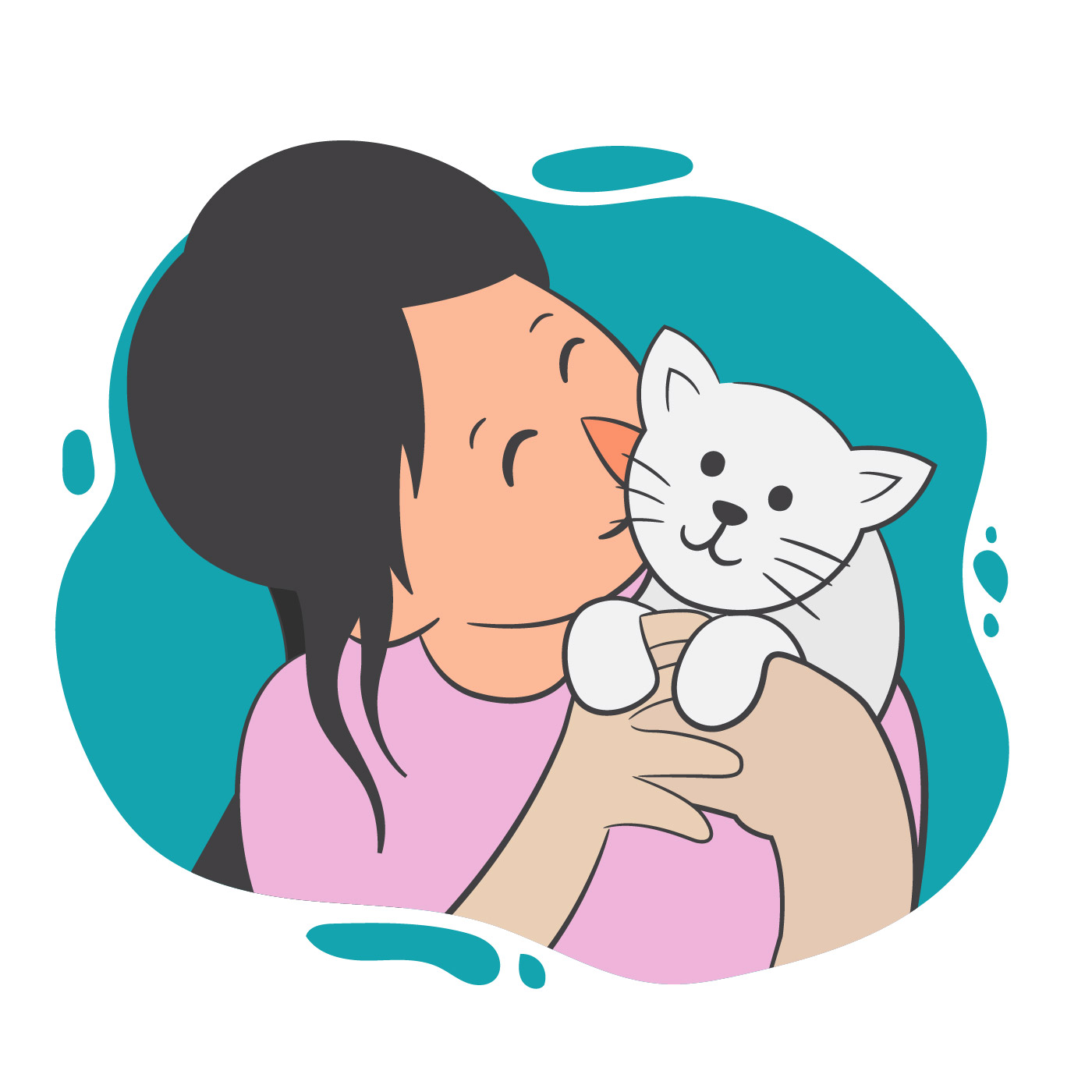 Girl and Her Cat Vector Illustration 238986 Vector Art at Vecteezy
