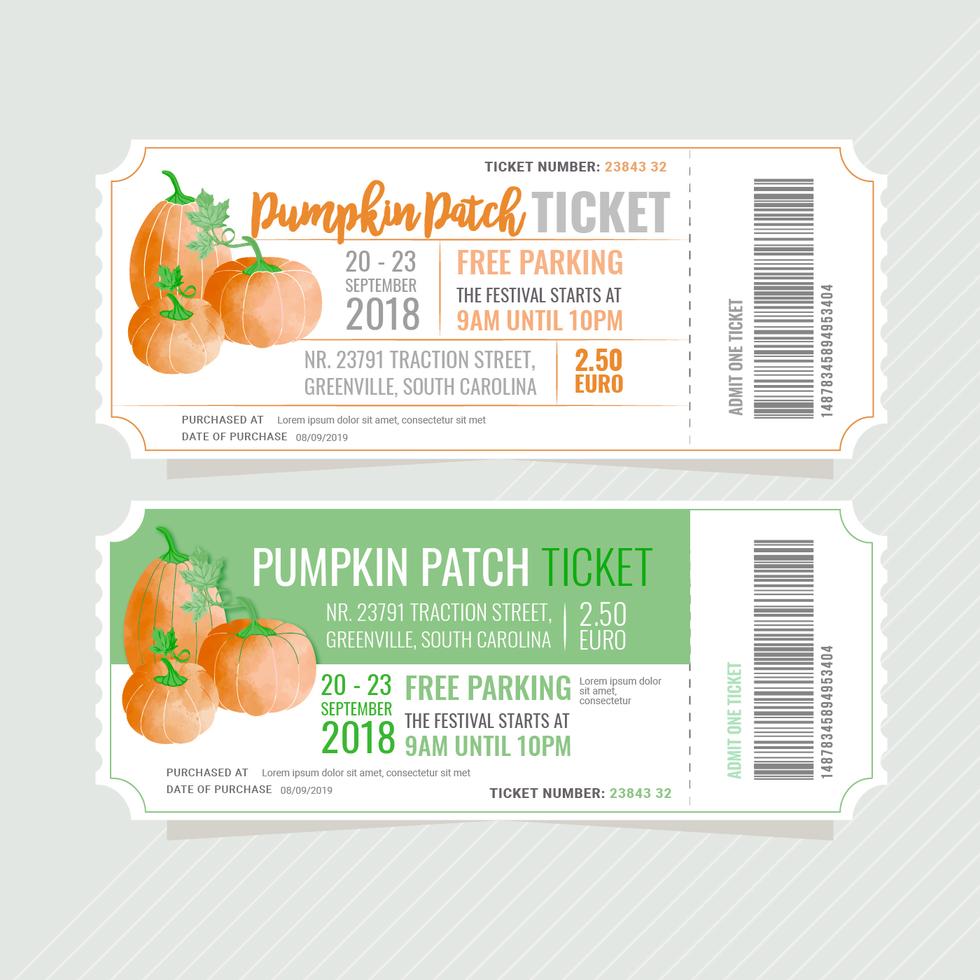 Vector Pumpkin Patch Ticket 239189 Vector Art at Vecteezy