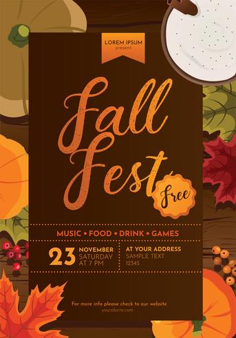 Fall Fest Flyer Vector Design