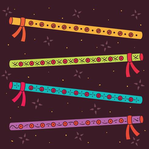 Hand Drawn Dandiya Sticks Vector