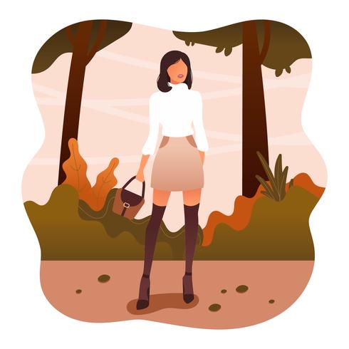 Chica en vector de moda de otoño