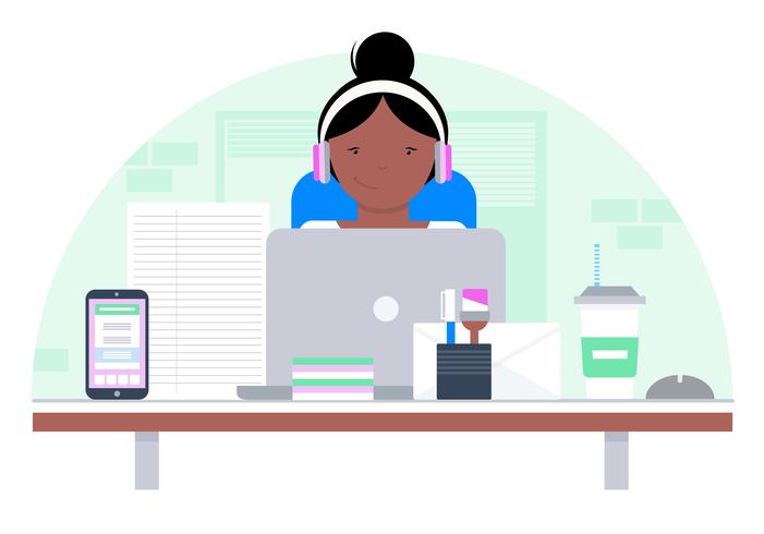 Vector Office Desk Illustration