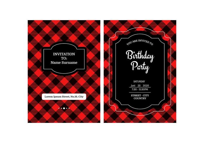 Buffalo Plaid Invitation Vector Template