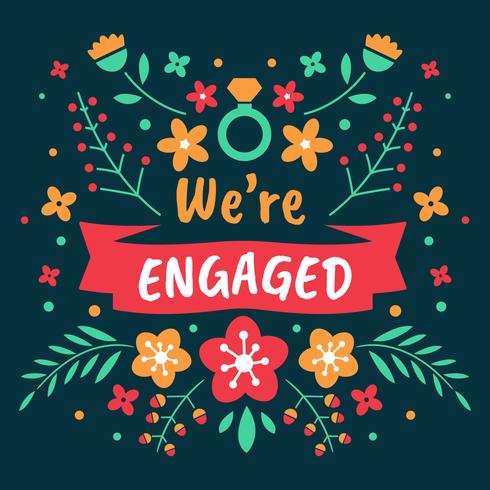 We're Engaged  Background Template Vector