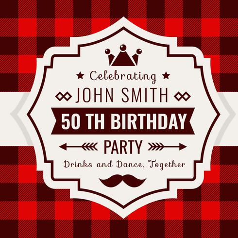 Invitación de cumpleaños Buffalo Plaid Style vector