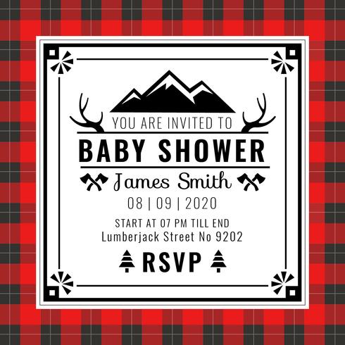 Baby Shower Invitation Buffalo Plaid Style Vector