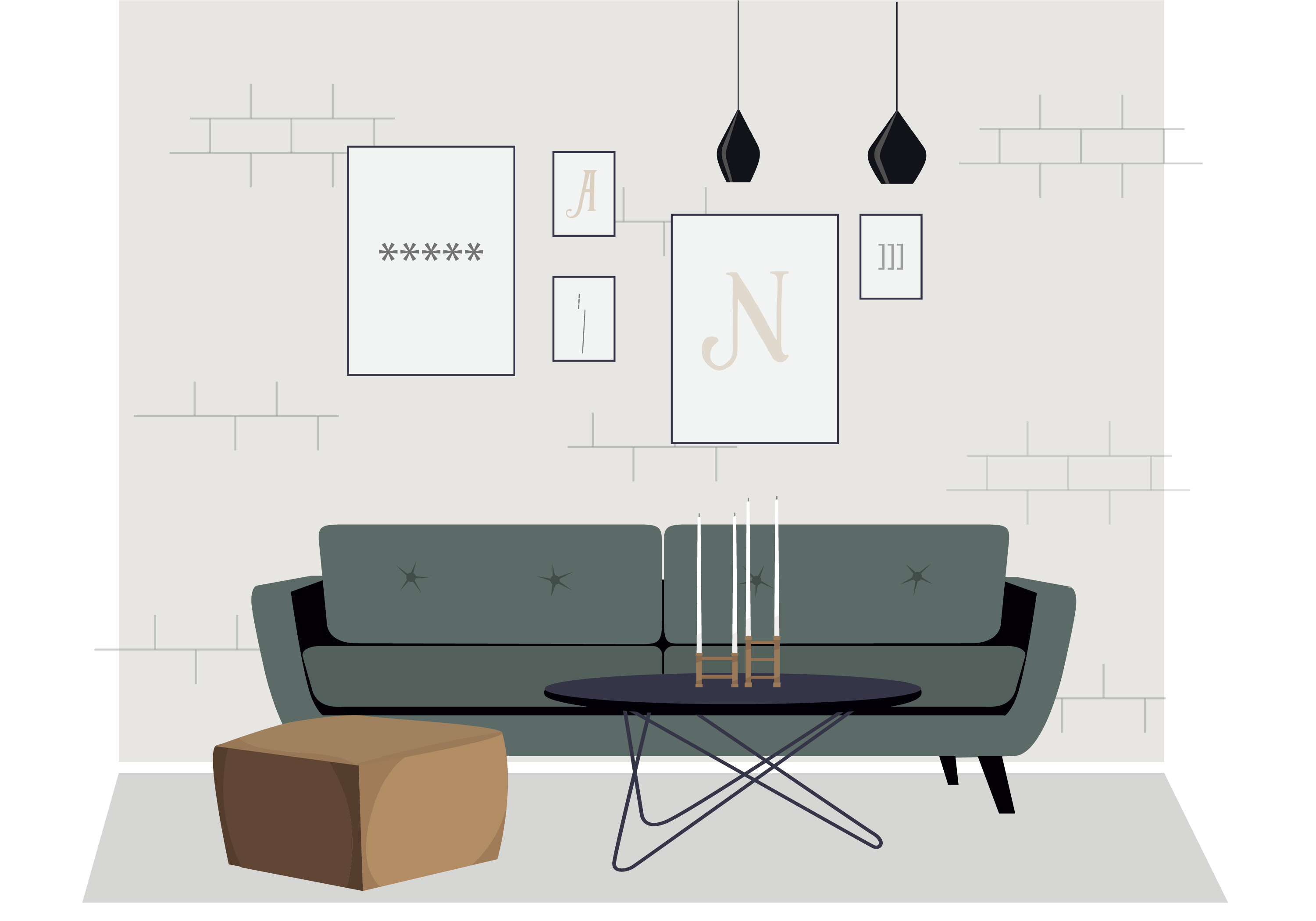 living room furniture illustrations