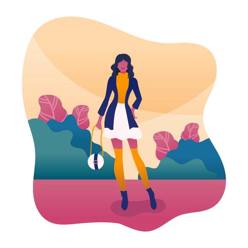 Girl in Fall Fashion Vector