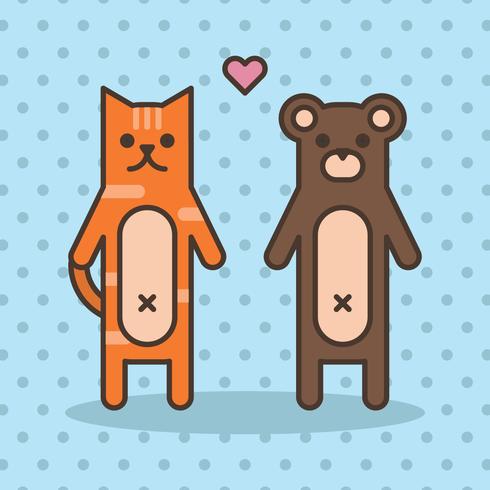 Lovely Cat and Bear vector