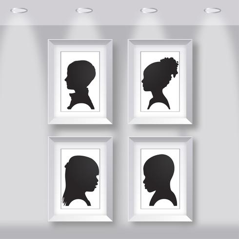 Kids Silhouettes on Frame Vector 