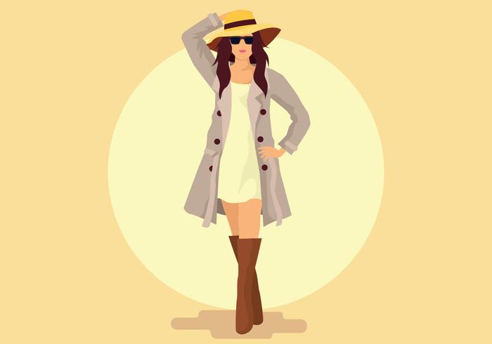 Chica en vector de moda de otoño