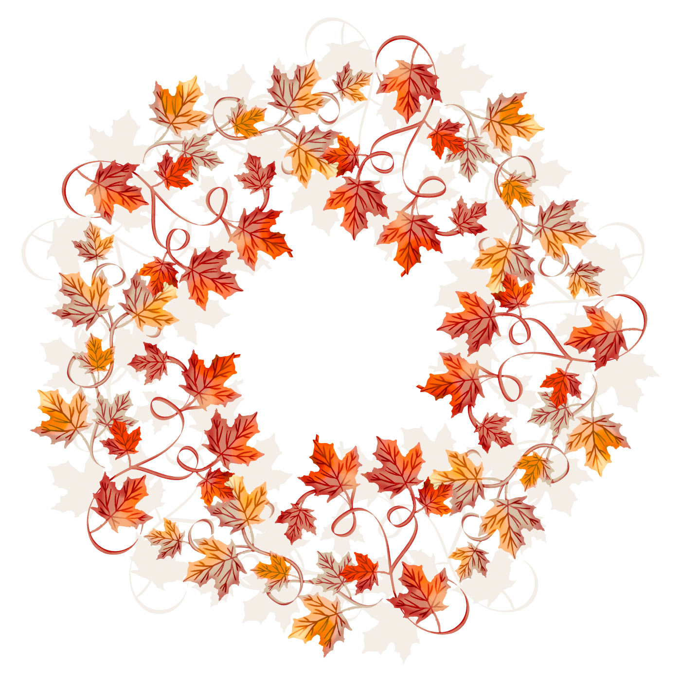 Download Vector Watercolor Leaves Wreath - Download Free Vectors, Clipart Graphics & Vector Art