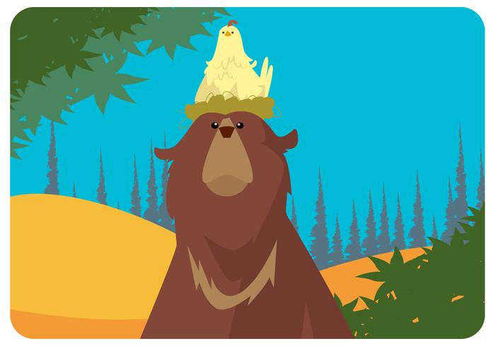 Bear And Chicken Pair Vector