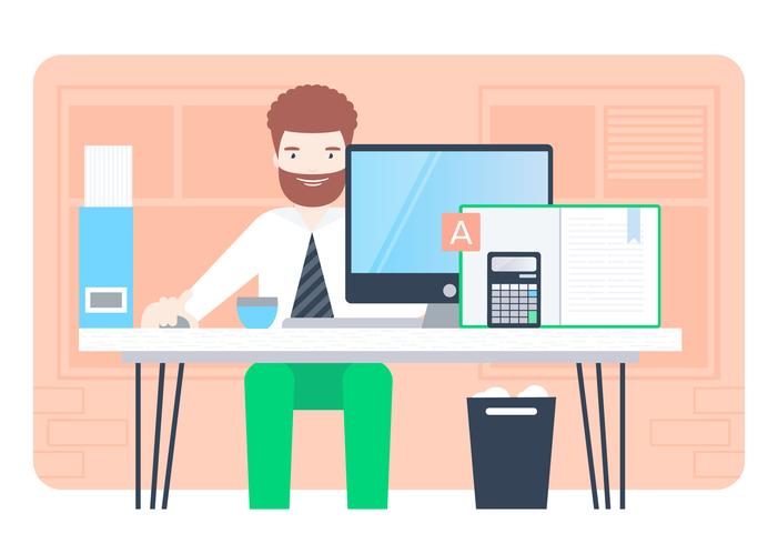 Vector Designer at Desk Illustration