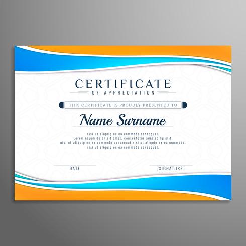 Abstract wavy beautiful certificate design template vector