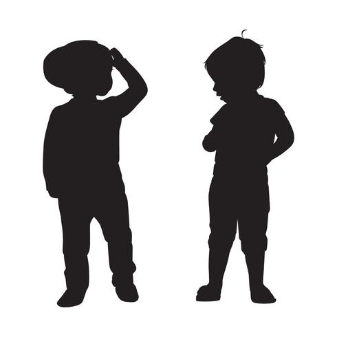 children silhouettes vector