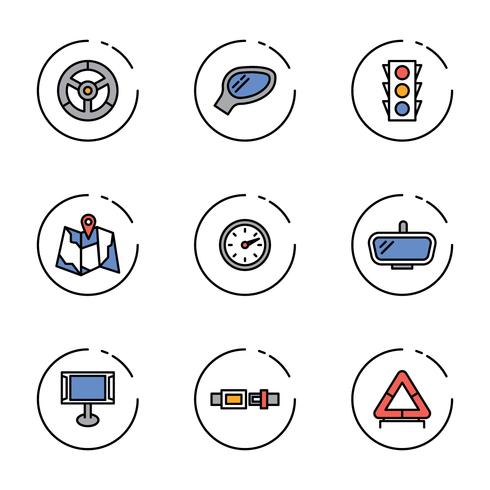 Outlined Car Icons vector