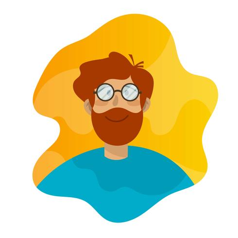 Flat Boy con Vintage Glasses Avatar Vector Illustration