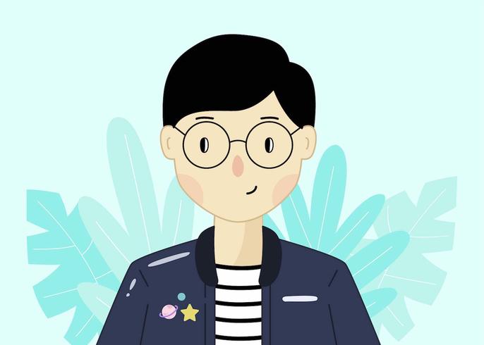 Smart Boy With Glasses Vector