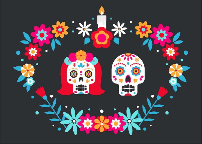 Pareja Sugar Skull Vector