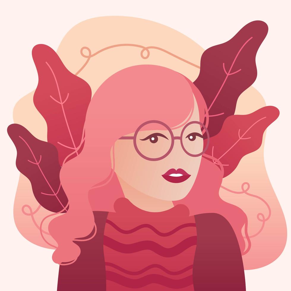 Girl with Wavy Hair and Glasses Vector 241094 Vector Art at Vecteezy