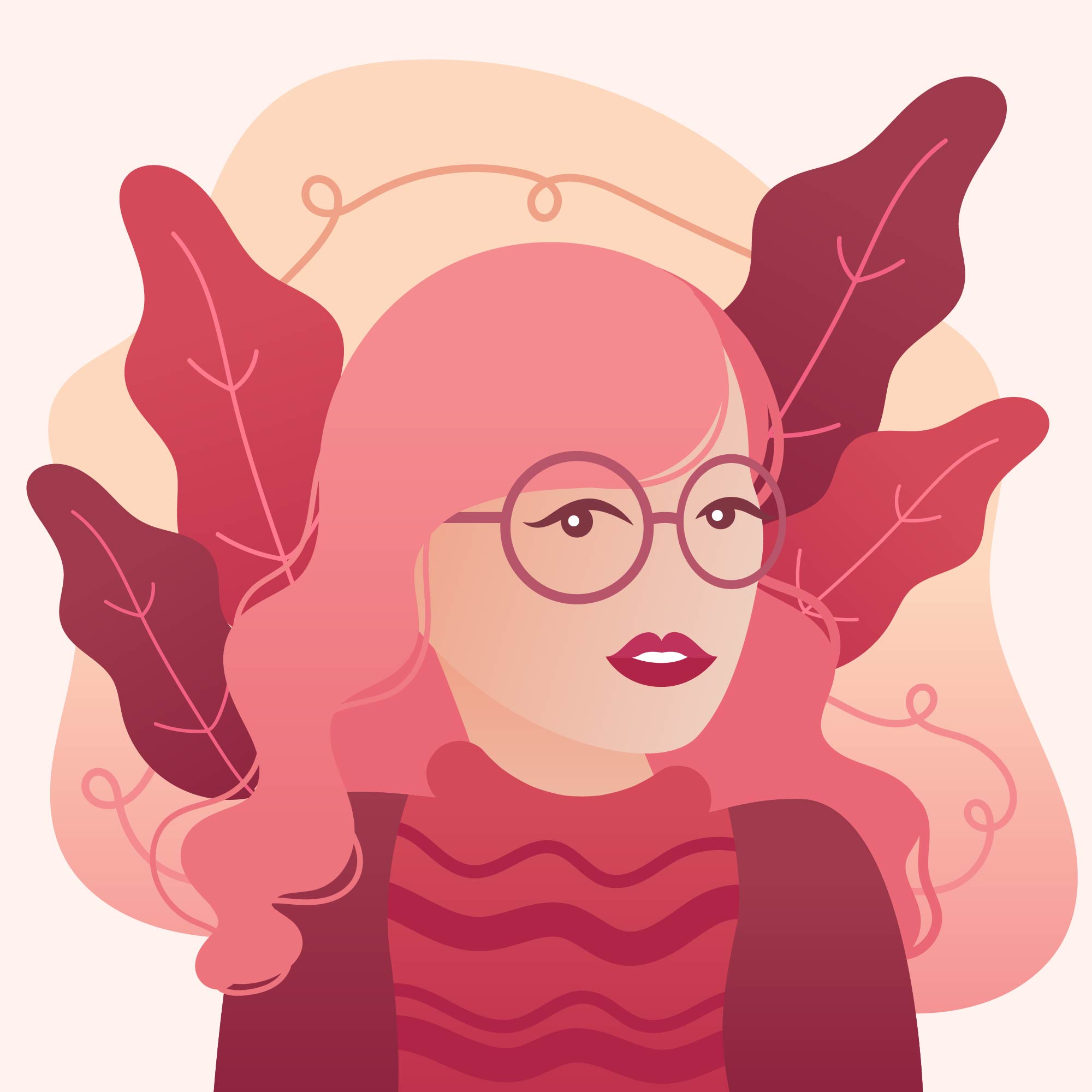 Download Girl with Wavy Hair and Glasses Vector 241094 Vector Art ...