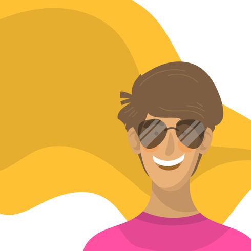 Flat Boy With Glasses Character Vector Illustration