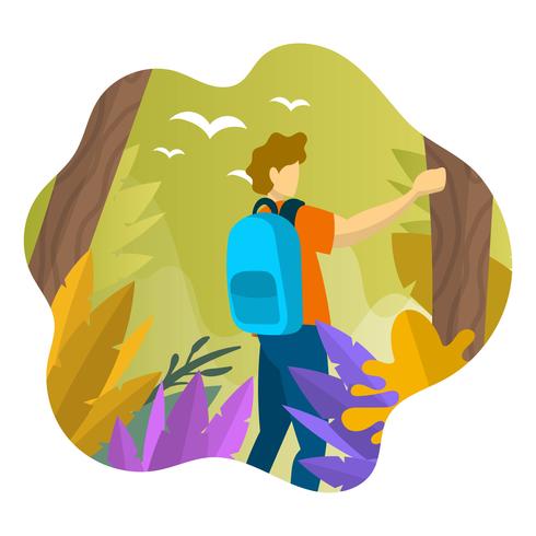 Flat Jungle Explorers Vector Illustration