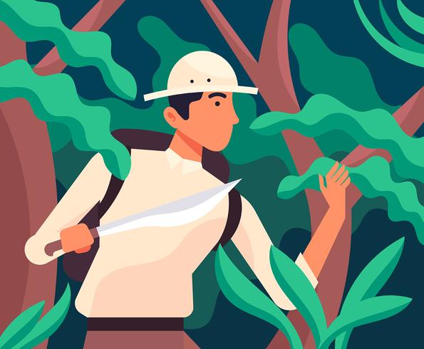 Ilustración de exploradores de la selva vector