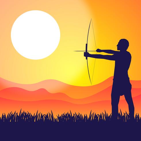 Native Brazilian Amazon Shooting A Bow Vector Illustration