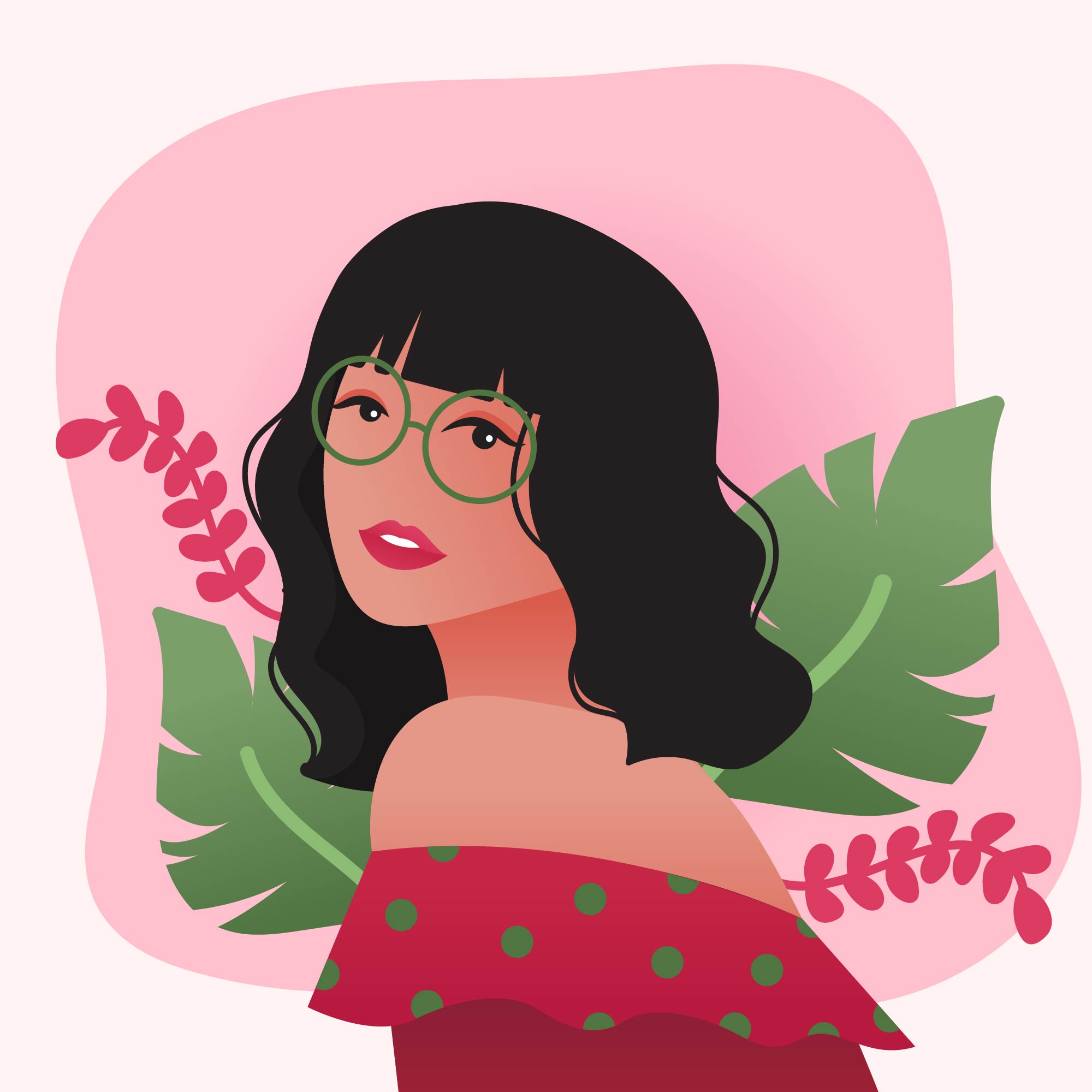 Download Girl with Wavy Hair and Glasses Vector - Download Free ...